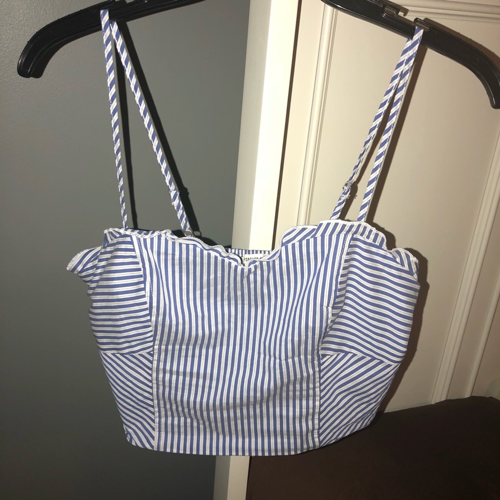 Blue and white crop top